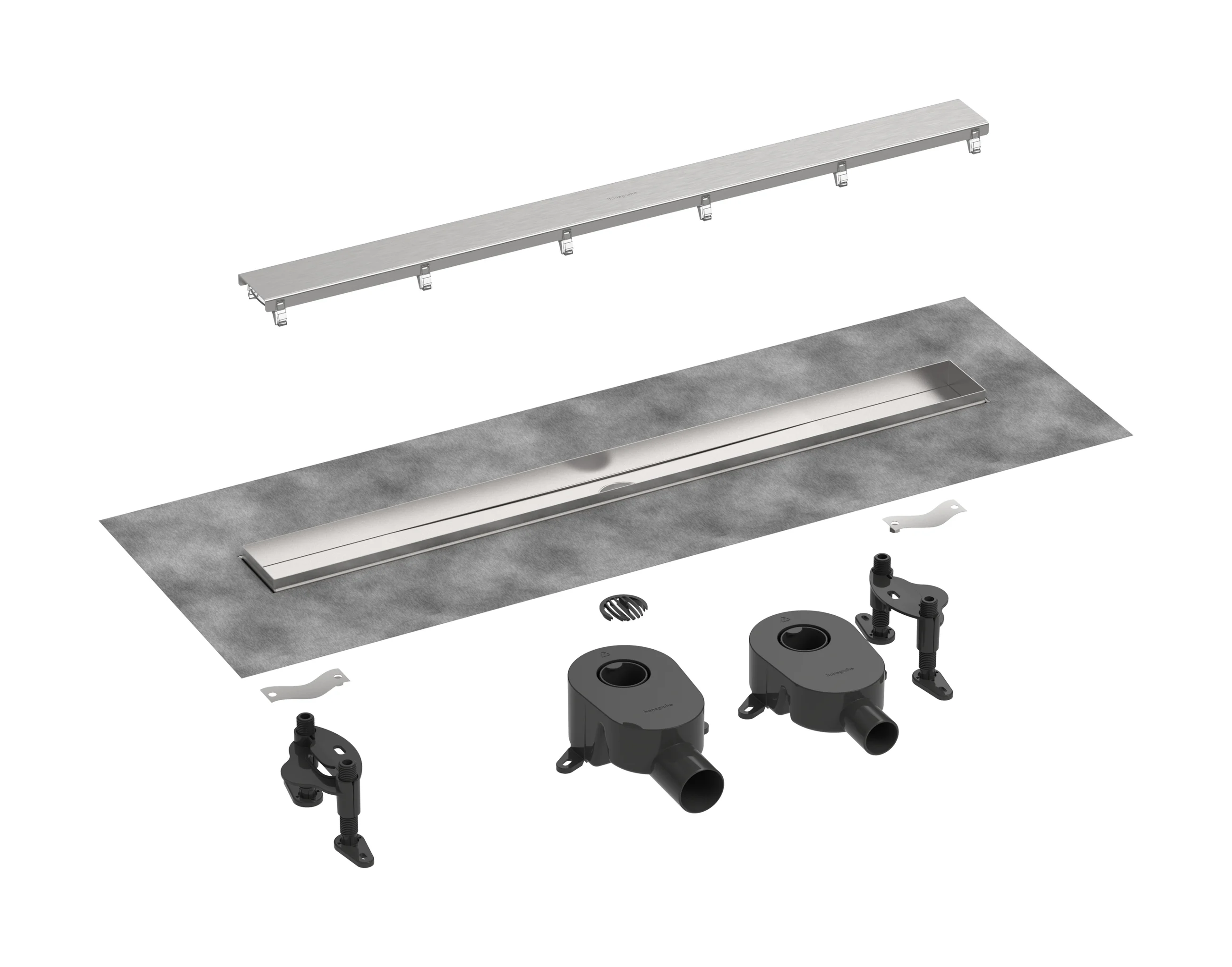 Hansgrohe RainDrain Go Komplettset Duschrinne 500 mm, rückseitig befliessbar, Mattschwarz