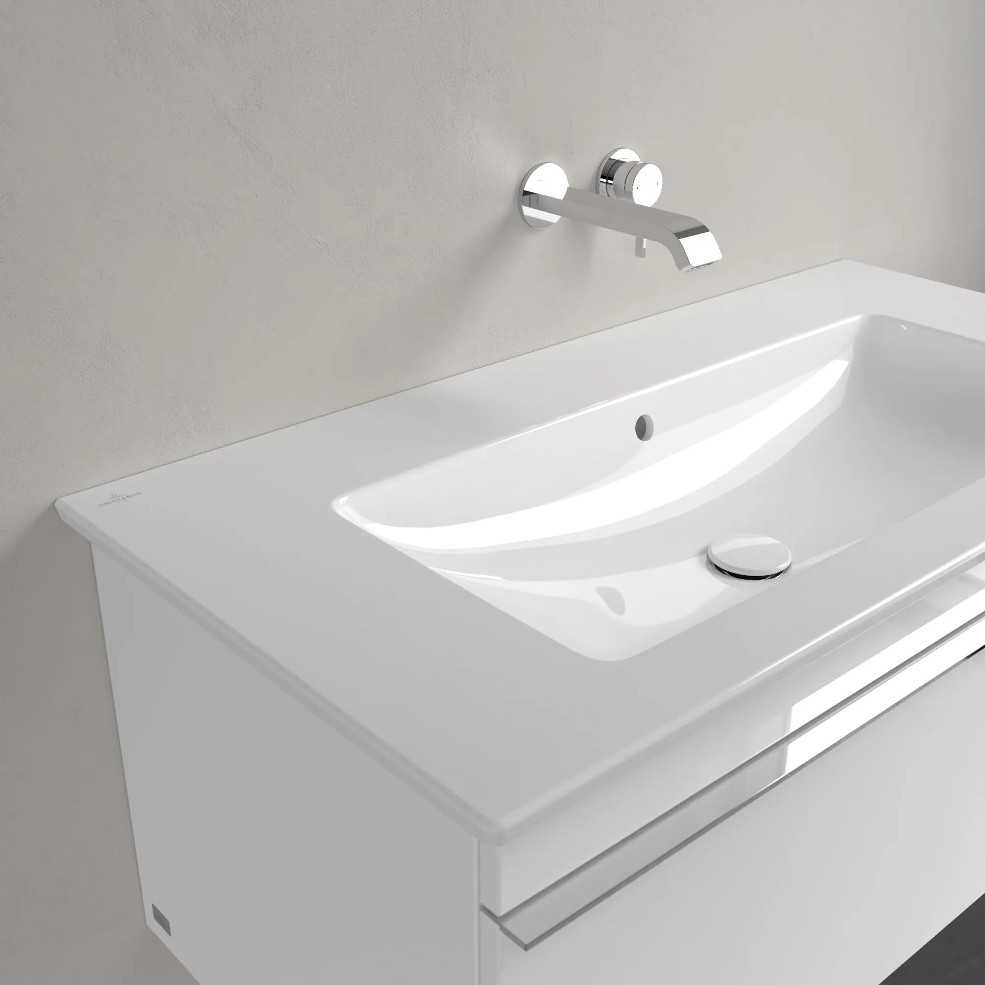 Villeroy & Boch Wandwaschtisch „Venticello“ 1000 × 500 × 170 mm, für Becken mittig, ohne Hahnlochbohrung in Weiß Alpin Villeroy & Boch Wandwaschtisch „Venticello“ 1000 × 500 × 170 mm, für Becken mittig, ohne Hahnlochbohrung in Weiß Alpin