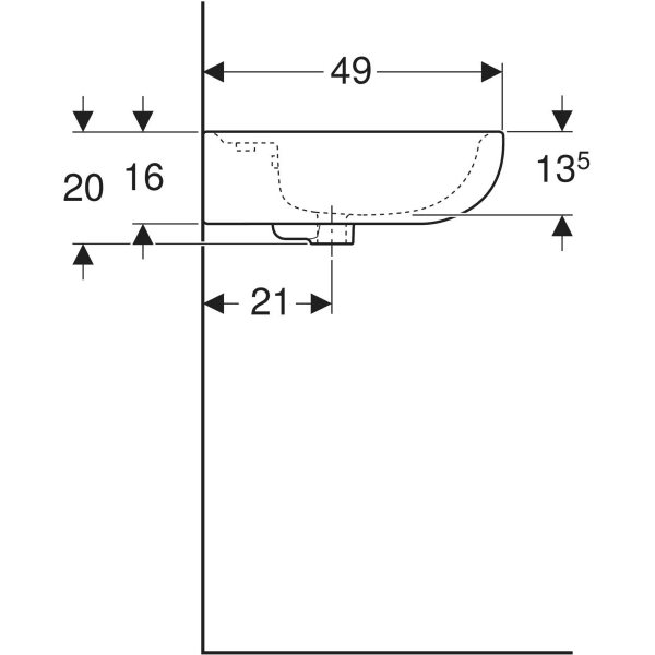 Wandwaschtisch „Renova“, mit Überlauf, Hahnlochposition mittig 60 × 49 cm in manhattan Wandwaschtisch „Renova“, mit Überlauf, Hahnlochposition mittig 60 × 49 cm in manhattan