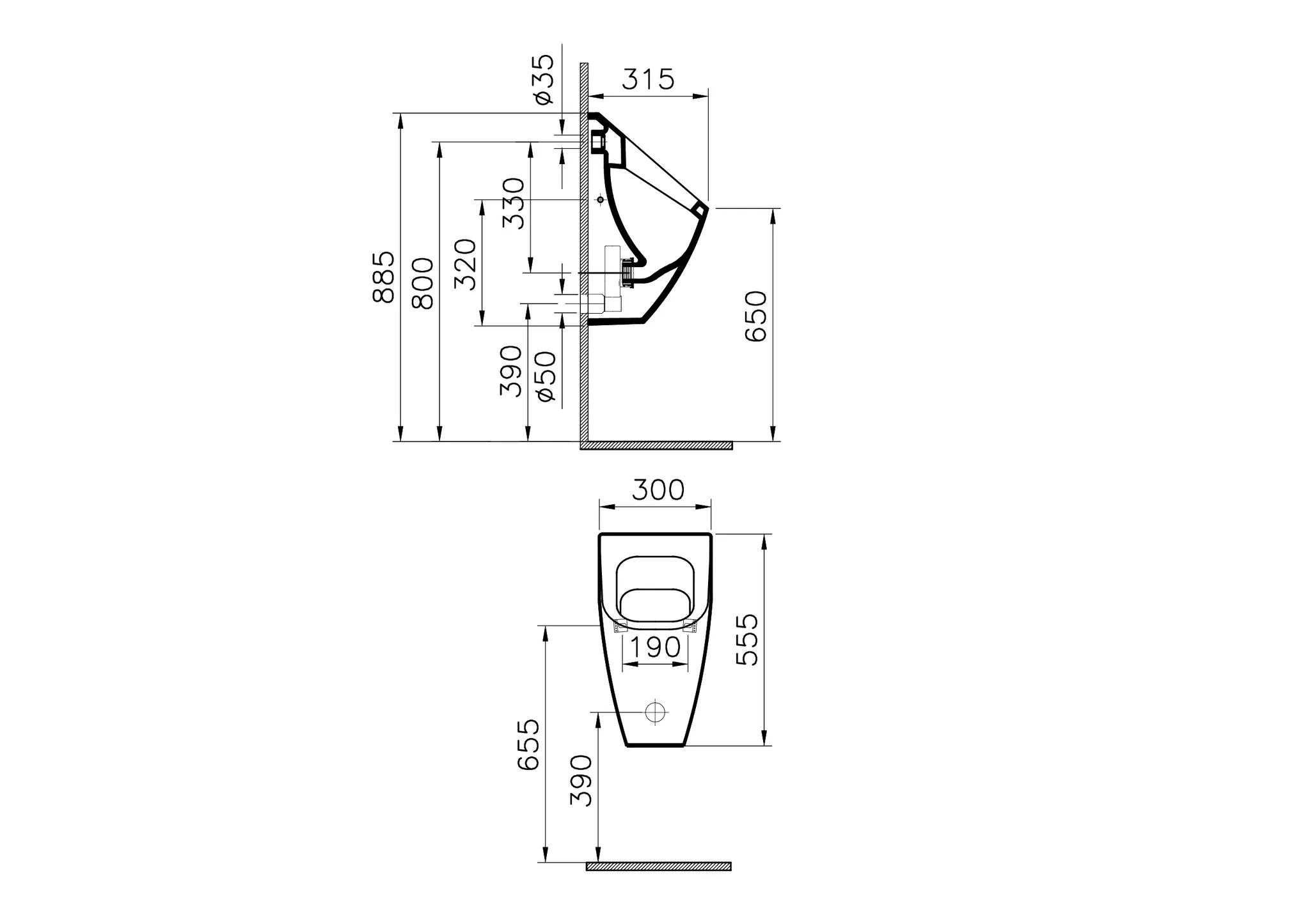 VitrA Options Pure Style Urinal 30 x 32 x 56 cm Zulauf von hinten Weiß Hochglanz VitrA Options Pure Style Urinal 30 x 32 x 56 cm Zulauf von hinten Weiß Hochglanz