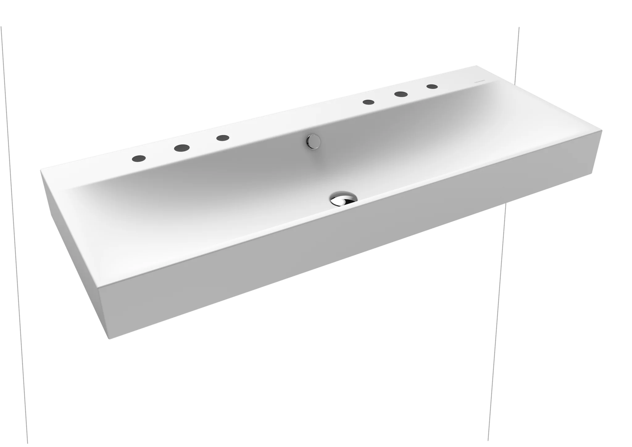 Kaldewei SILENIO Wand-Doppelwaschtisch, alpinweiß matt, 1200x460 mm, 120 mm Randhöhe, mit Überlauf, 2x 3er Hahnlochbohrung