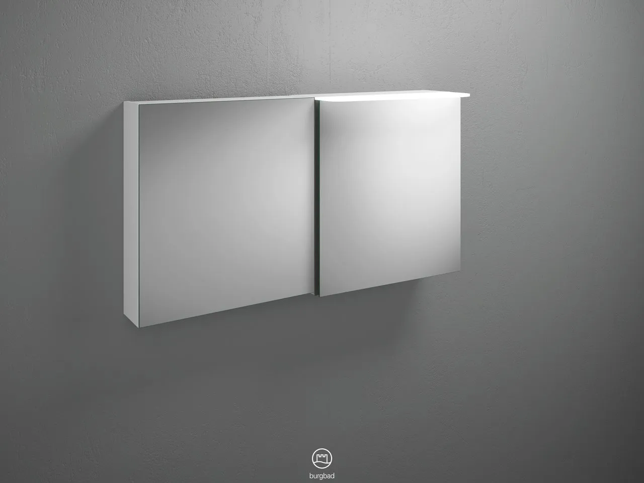 Burgbad Spiegelschrank Badu SFTV120, 310x1200x665 mm, LED-Aufsatzleuchte 4200 K, beidseitig verspiegelt