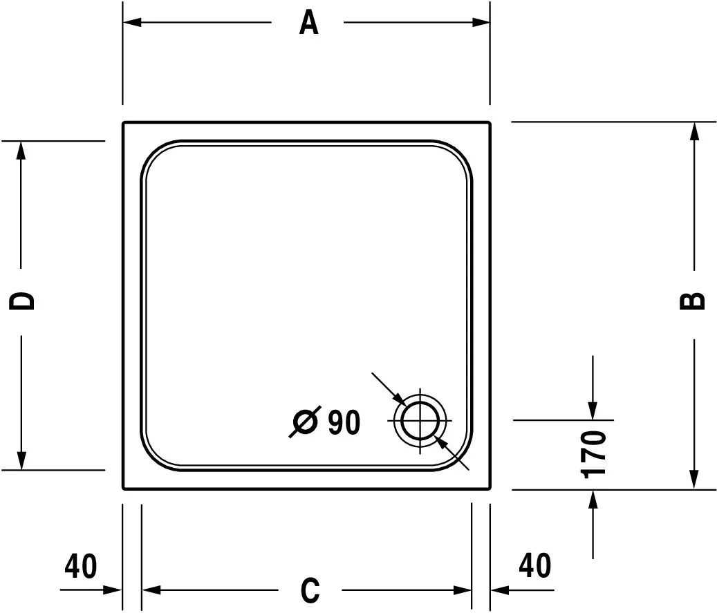 Duravit quadrat Duschwanne „D-Code“ 80 × 80 cm 