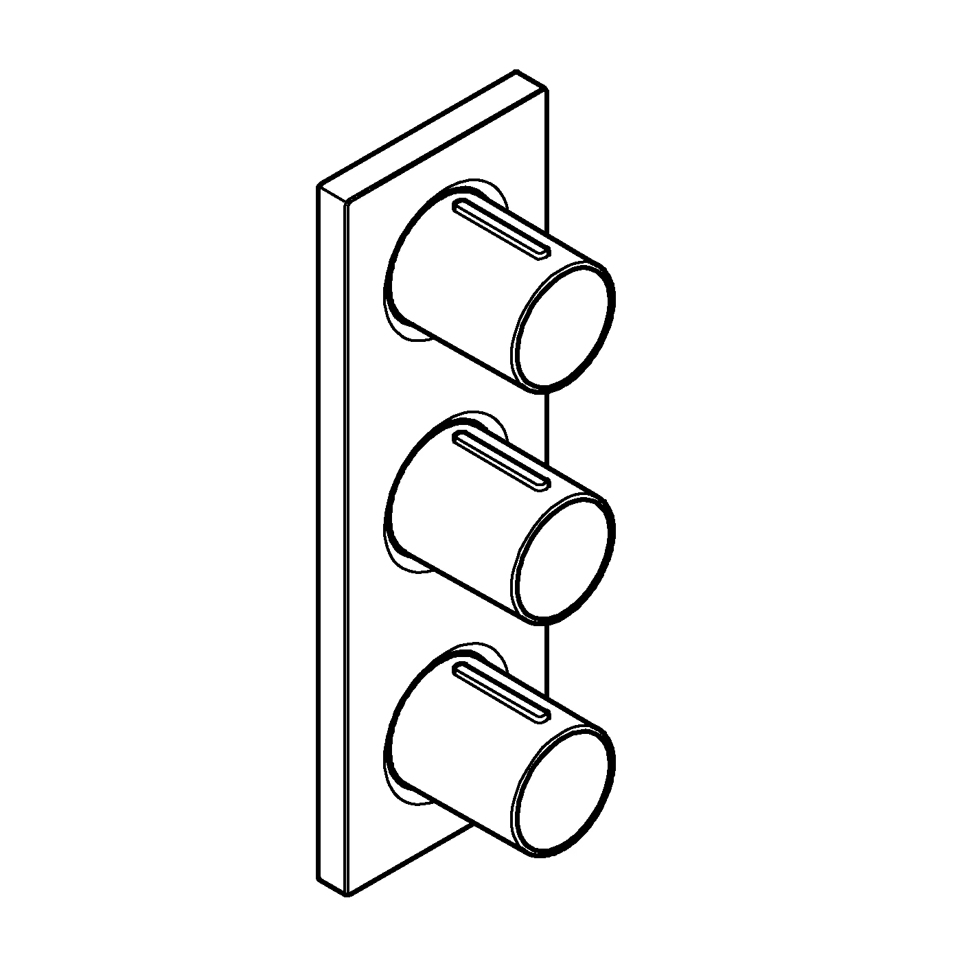 Unterputzventil Grohtherm F 26880, 3-fach, Fertigmontageset für 35 031, ohne Unterputz-Einbaukörper, chrom