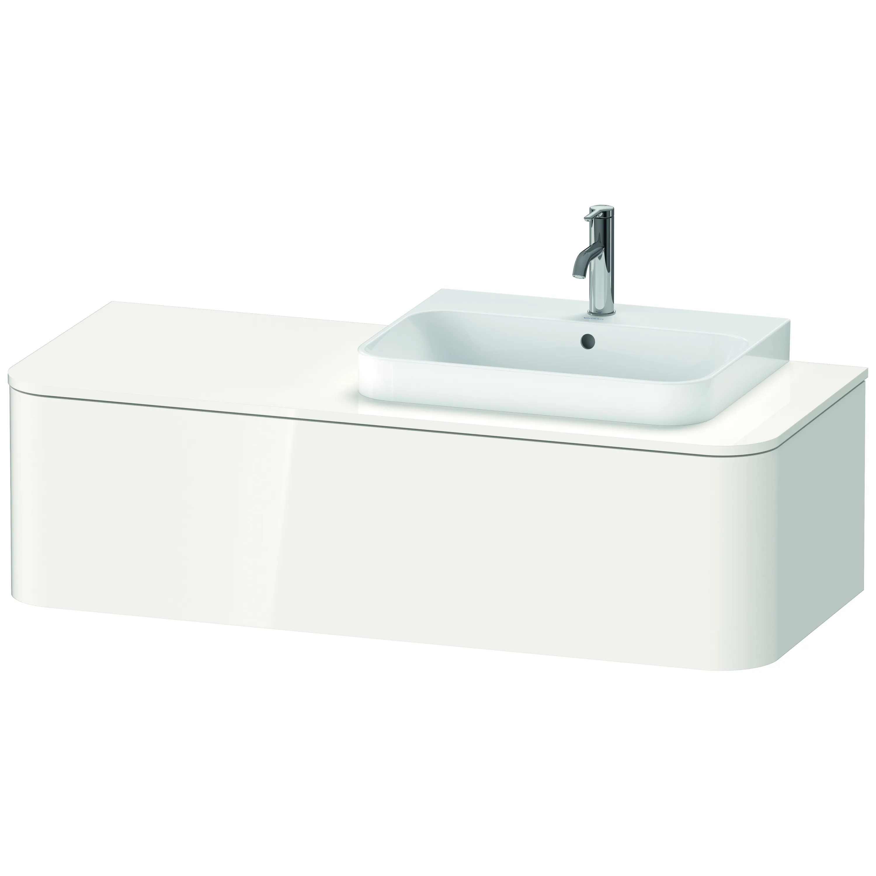 Duravit Waschtischunterschrank wandhängend „Happy D.2 Plus“ 130 × 35,4 × 55 cm Weiß Hochglanz, rechts Duravit Waschtischunterschrank wandhängend „Happy D.2 Plus“ 130 × 35,4 × 55 cm Weiß Hochglanz, rechts