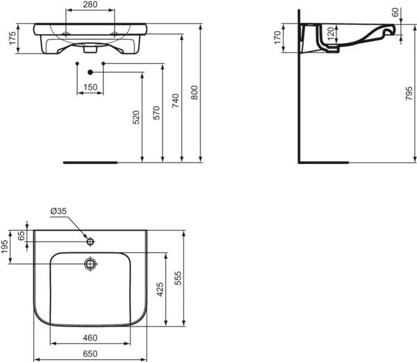 Ideal Standard Waschbecken „Contour21+“, Hahnlochposition mittig Ideal Standard Waschbecken „Contour21+“, Hahnlochposition mittig