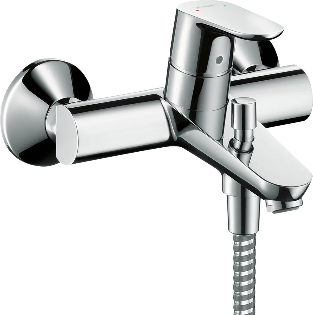 Hansgrohe Focus Einhebel-Wannenmischer Aufputz Chrom, Ausladung 180 mm, Stichmaß 150 ± 12 mm, Normalstrahl, max. Durchfluss 19,8 l/min