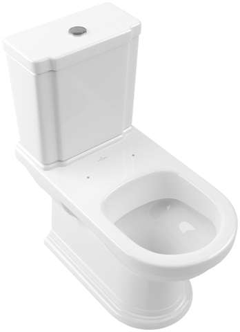 Tiefspül-WC bodenstehend „Hommage“ für Kombination mit Spülkasten 37 × 39 cm in Weiß Alpin mit CeramicPlus, mit Spülrand