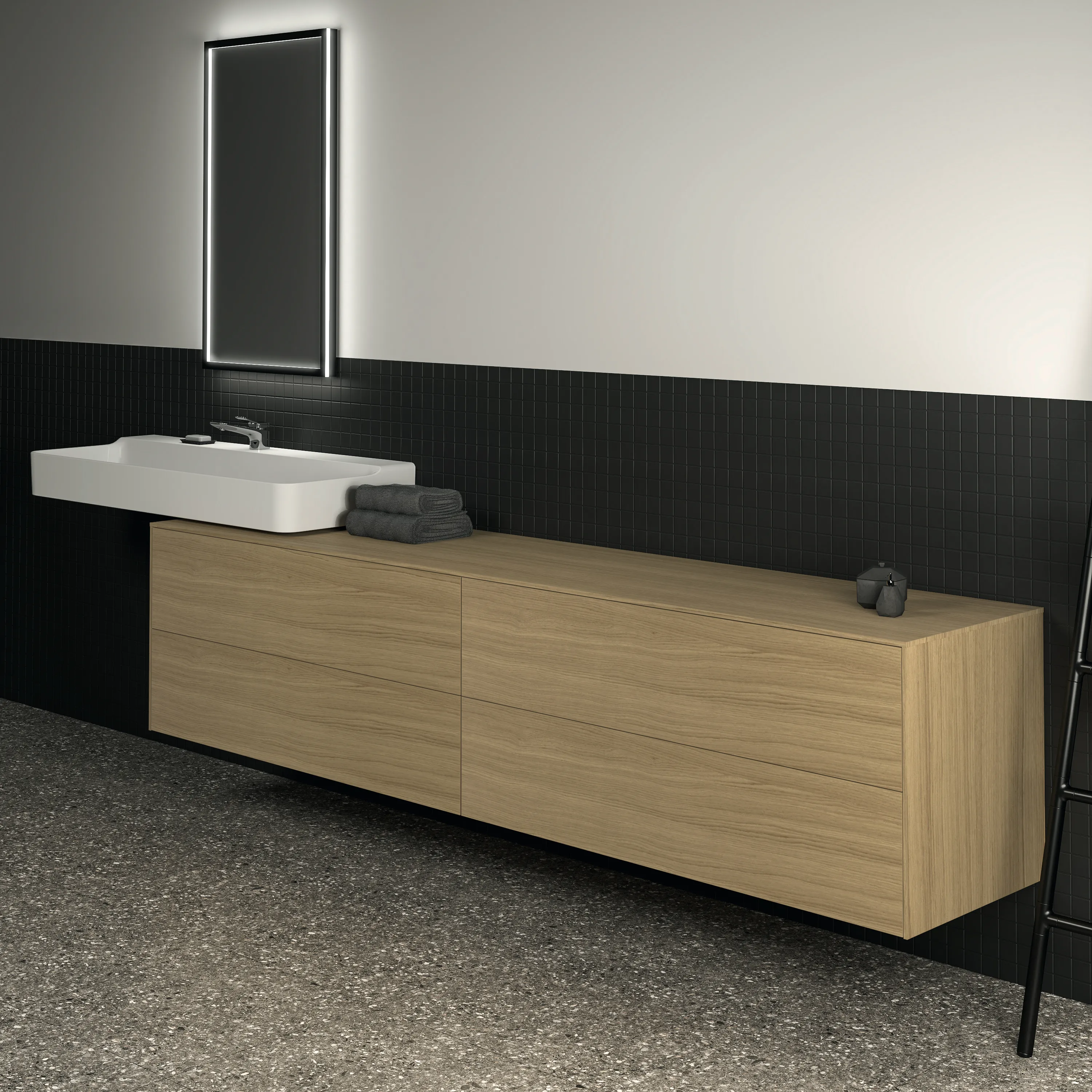 Ideal Standard Waschtischunterschrank „Conca“ 238,7 × 55 × 50,5 cm Eiche hell Furnier Ideal Standard Waschtischunterschrank „Conca“ 238,7 × 55 × 50,5 cm Eiche hell Furnier