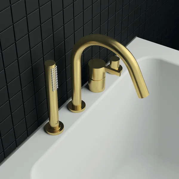 Ideal Standard Joy Armatur BC789A2, 4-Loch, Stab-Handbrause, Brushed Gold