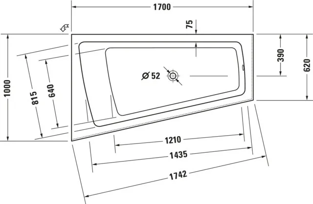 Duravit Badewanne „Paiova“ vorwand sonderform 170 × 100 cm, links