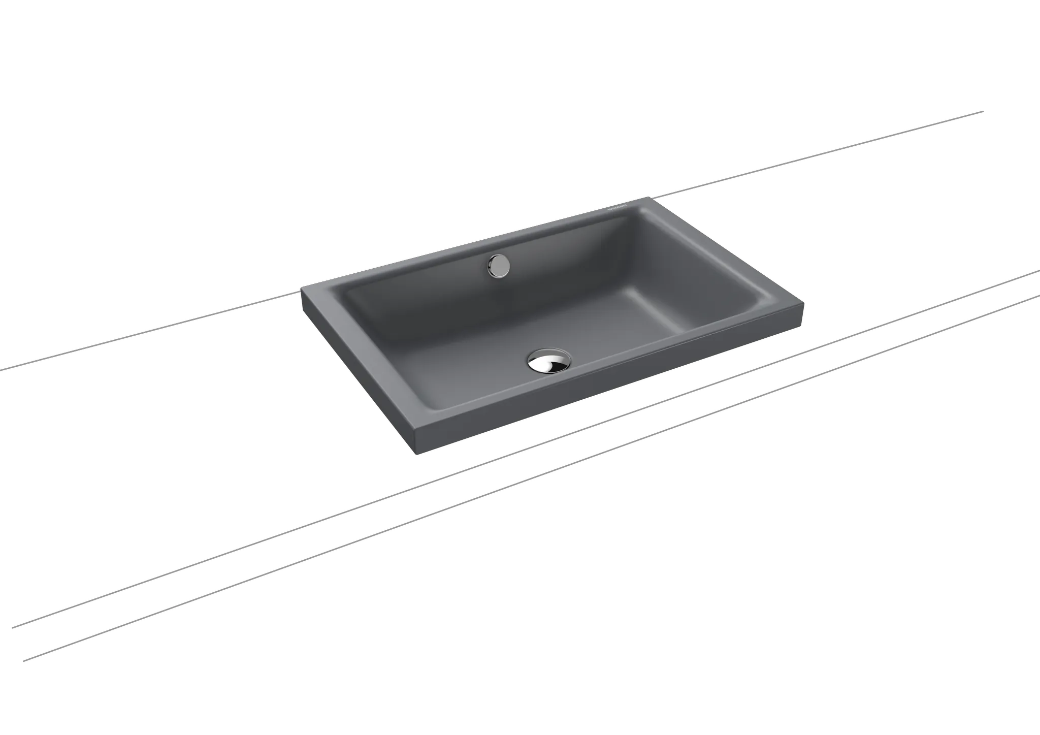 Aufsatzwaschtisch „Puro S“ 60 × 38,5 cm, mit Überlauf, ohne Hahnlochbohrung in cool grey 70 mit Perl-Effekt