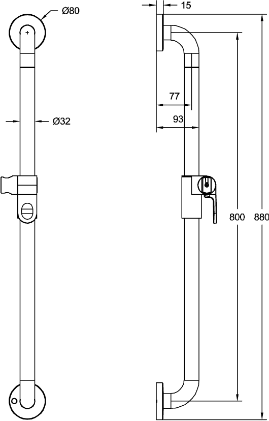 Villeroy & Boch Wandhaltegriff vertikal mit Brausehalter „ViCare Funktion“ in weiß Villeroy & Boch Wandhaltegriff vertikal mit Brausehalter „ViCare Funktion“ in weiß