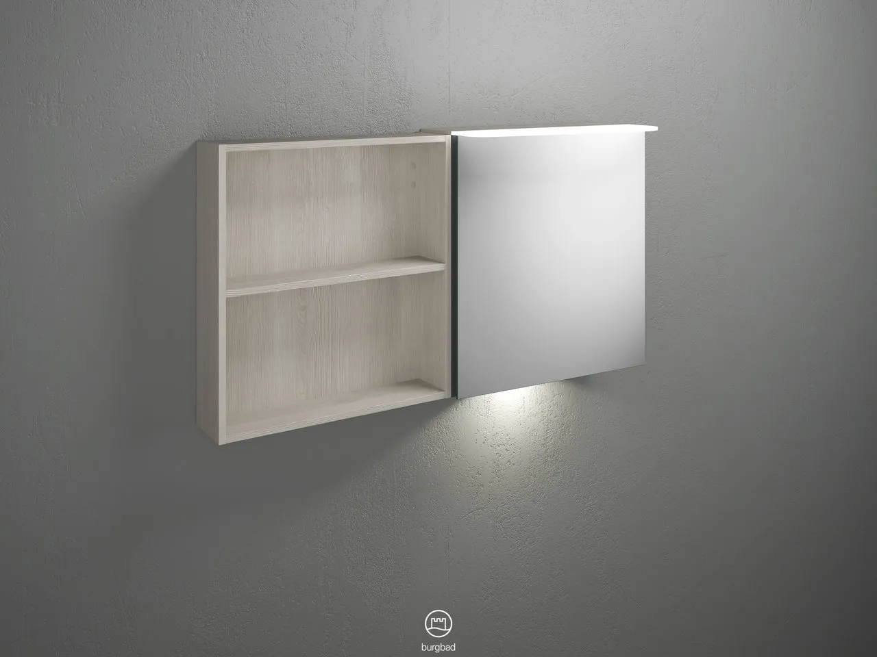 Badu Spiegelschrank SFUC120 von burgbad - 310 mm tief, 1.200 mm breit, 665 mm hoch