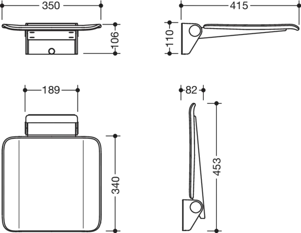 Mobiler Klappsitz des Systems 900, Konsole Edelstahl, PVD, Sitzfläche Kunststoff, schwarz, Sitzfläche 350 mm breit, 340 mm tief, zum Nachrüsten auf Montageplatte 900.51.00160, in Farbe CK (Messing glänzend) Mobiler Klappsitz des Systems 900, Konsole Edelstahl, PVD, Sitzfläche Kunststoff, schwarz, Sitzfläche 350 mm breit, 340 mm tief, zum Nachrüsten auf Montageplatte 900.51.00160, in Farbe CK (Messing glänzend)
