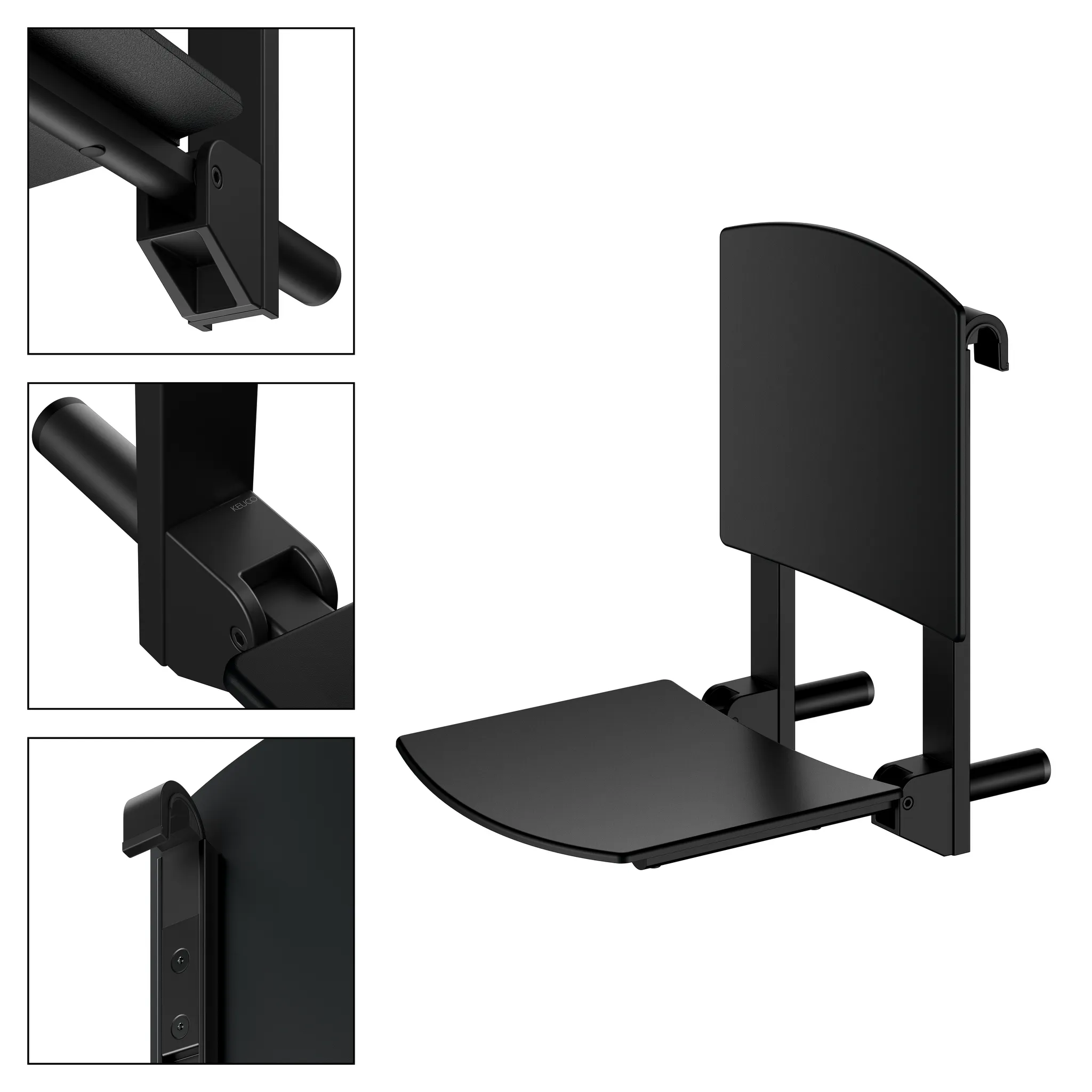 Klappsitz zum Einhängen „Care“ in Schwarz (matt) Klappsitz zum Einhängen „Care“ in Schwarz (matt)