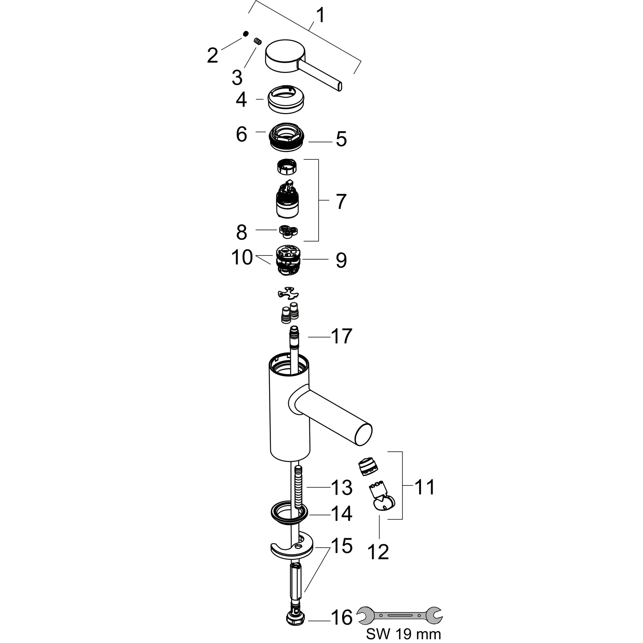 Hansgrohe Zesis S Standventil 70, Chrom, Festauslauf, max. Durchfluss 5 l/min bei 3 bar, Ausladung 111 mm, Auslaufhöhe 106 mm, Anschluss G 1/2, DN15