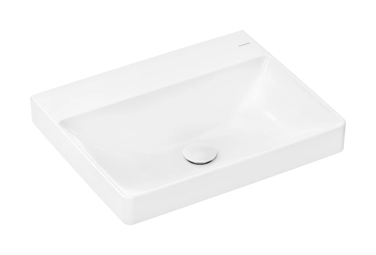 Hansgrohe Xelu Q Aufsatzwaschtisch in Weiß, 600x480 mm, geschliffen, glänzend, ohne Hahnloch und Überlauf
