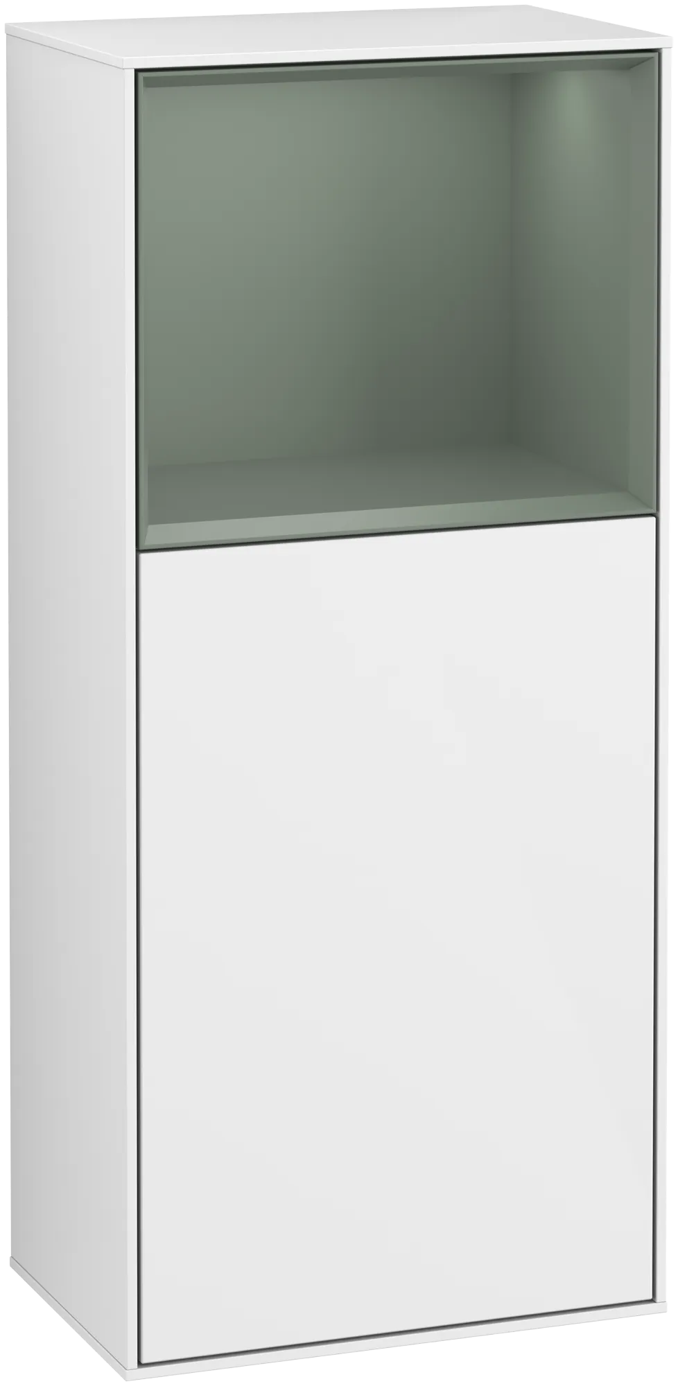 Villeroy & Boch Finion Seitenschrank G510GMGF - Eckig, Glossy White Lacquer, 418x936x270 mm, mit Beleuchtung und Push-to-open Funktion