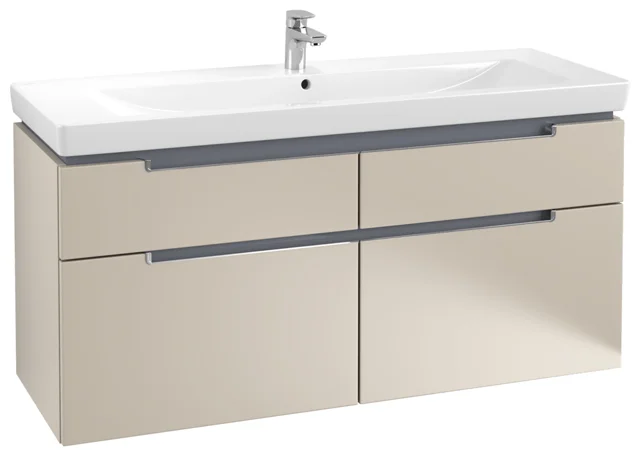 Villeroy & Boch Waschtischunterschrank „Subway 2.0“ 128,7 × 59 × 44,9 × 44,9 cm Soft Grey, mittig, ohne Beleuchtung