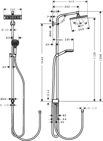 Showerpipe Crometta E 240 Reno EcoSmart chrom