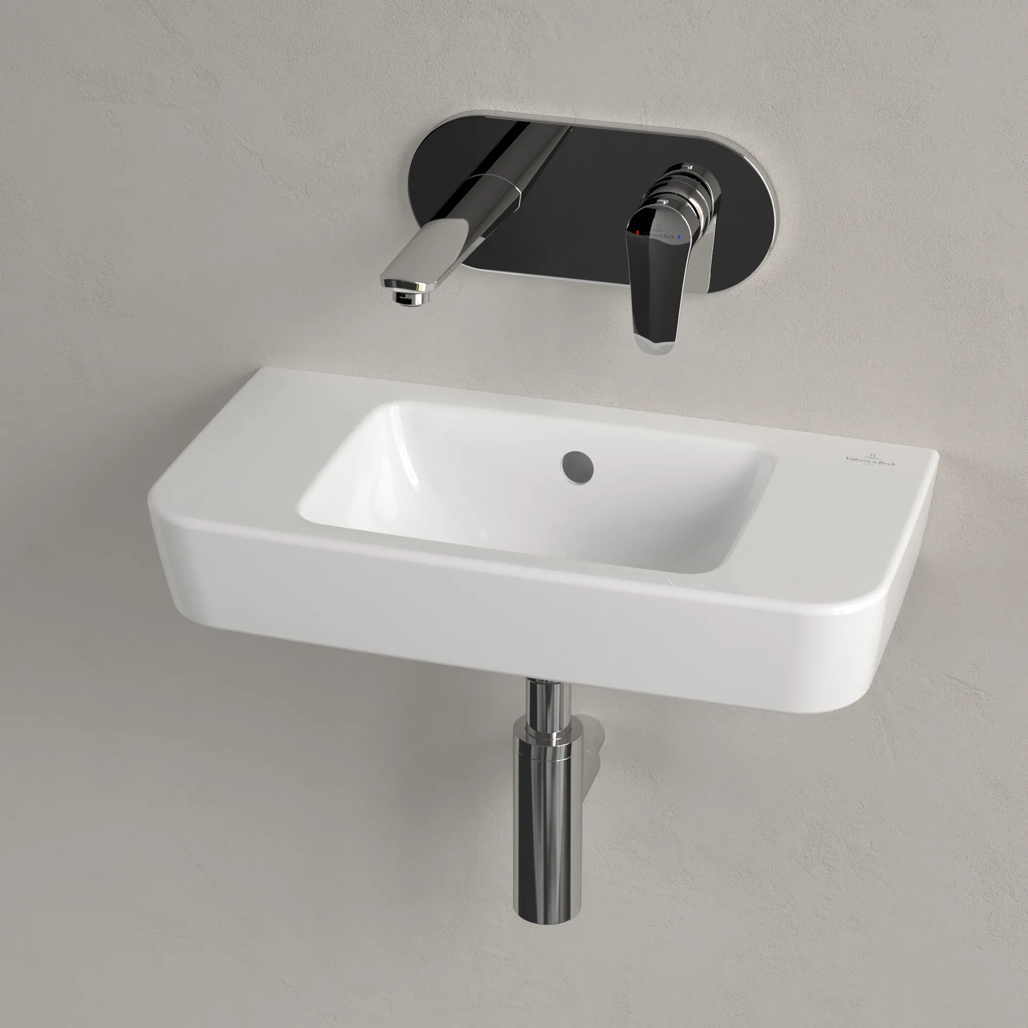Villeroy & Boch Handwaschbecken „O.novo“ Compact 500 × 250 × 145 mm, für Becken mittig, ohne Hahnlochbohrung in Weiß Alpin Villeroy & Boch Handwaschbecken „O.novo“ Compact 500 × 250 × 145 mm, für Becken mittig, ohne Hahnlochbohrung in Weiß Alpin