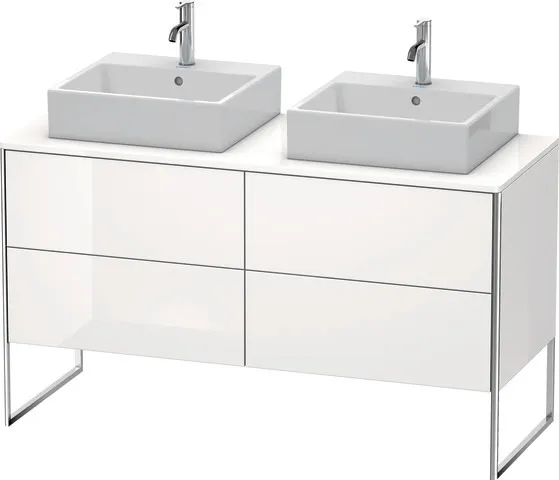 Duravit Waschtischunterschrank bodenstehend „XSquare“ 140 × 77,8 × 54,8 cm Becken: links und rechts / Front- & Korpusfarbe: Weiß Hochglanz / Größe: 140 × 54,8 × 77,8 cm / Oberfläche: Dekor / Profile: Chrom / Schubladen: 4 Duravit Waschtischunterschrank bodenstehend „XSquare“ 140 × 77,8 × 54,8 cm Becken: links und rechts / Front- & Korpusfarbe: Weiß Hochglanz / Größe: 140 × 54,8 × 77,8 cm / Oberfläche: Dekor / Profile: Chrom / Schubladen: 4