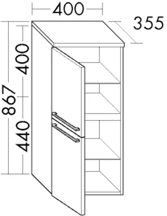 burgbad Hochschrank „bel“ 440 × 867 × 395 mm in Weiß Matt