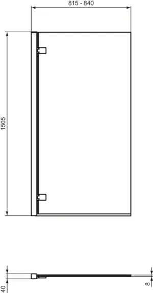 Ideal Standard i.life Falttür für Badewanne, 815 mm, Anschlag links, Silber