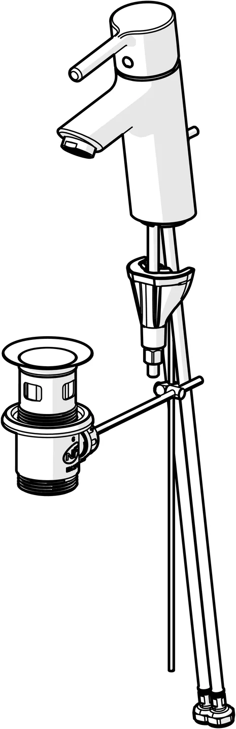 HansaVANTIS Waschtischarmatur Hansavantis 2022 EHM WT-Batt. HansaVANTIS 5240 Zugst.Ablgarn. Ausld. 109 mm chr Pinheb.