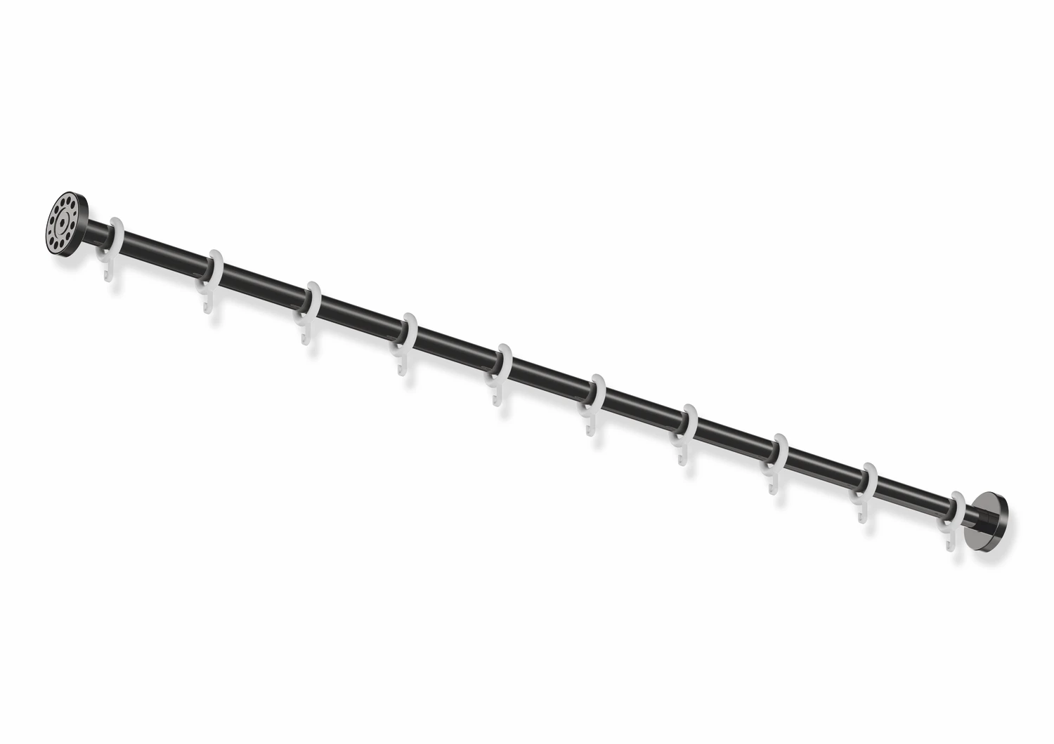 Vorhangstange, Edelstahl, PVD, Länge 1219 mm, kürzbar, Stangendurchmesser 25 mm, mit 10 Vorhangringen aus POM, in Farbe CK (messing glänzend)