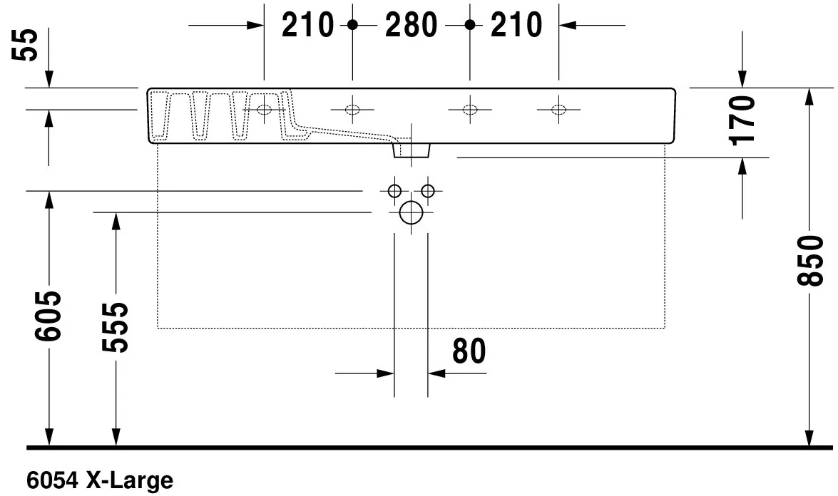 Wandwaschtisch „Vero“, mit Überlauf, Hahnlochposition mittig