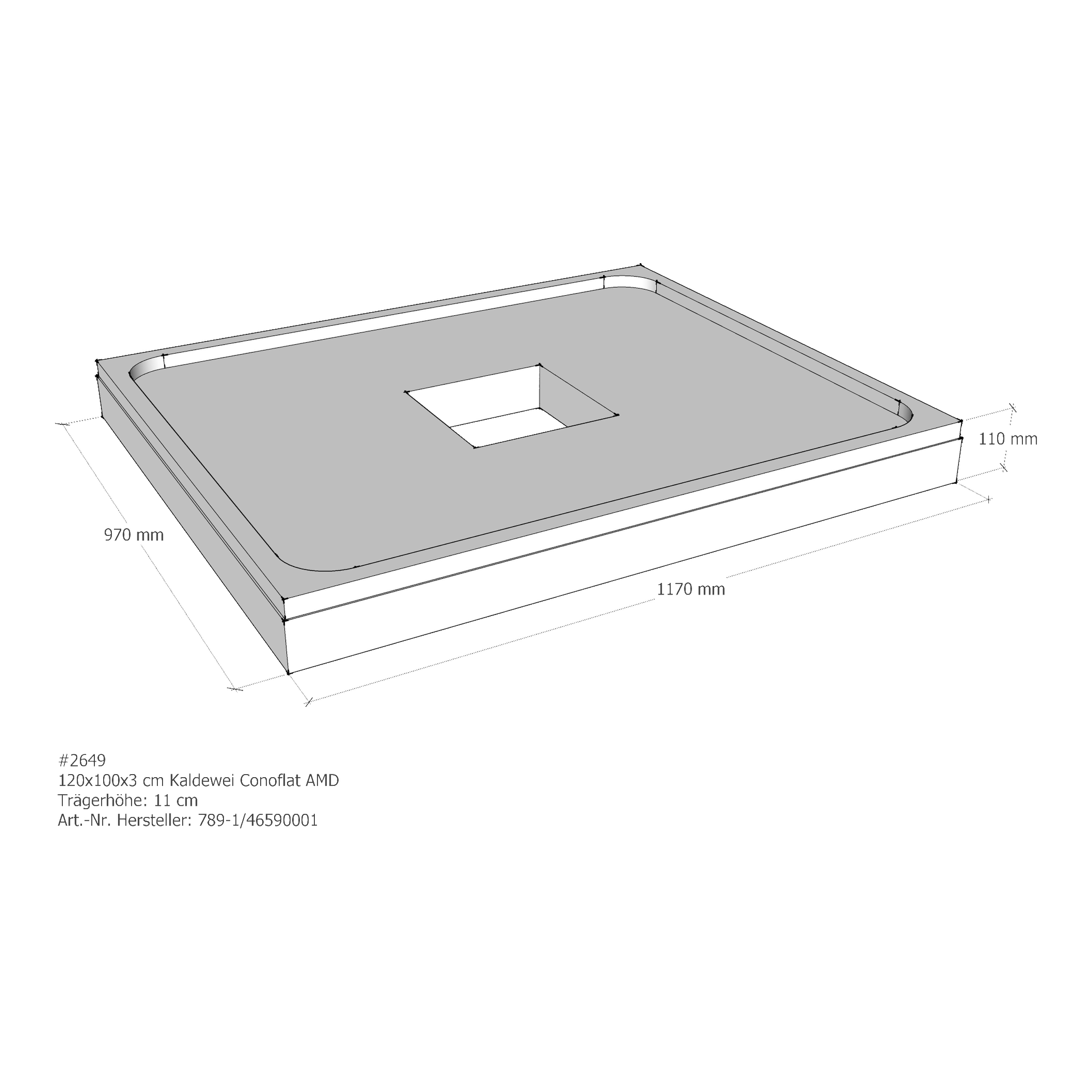 Duschwannenträger für Kaldewei Conoflat 120 × 100 × 2,3 cm Breite: 100 cm / Länge: 120 cm Duschwannenträger für Kaldewei Conoflat 120 × 100 × 2,3 cm Breite: 100 cm / Länge: 120 cm