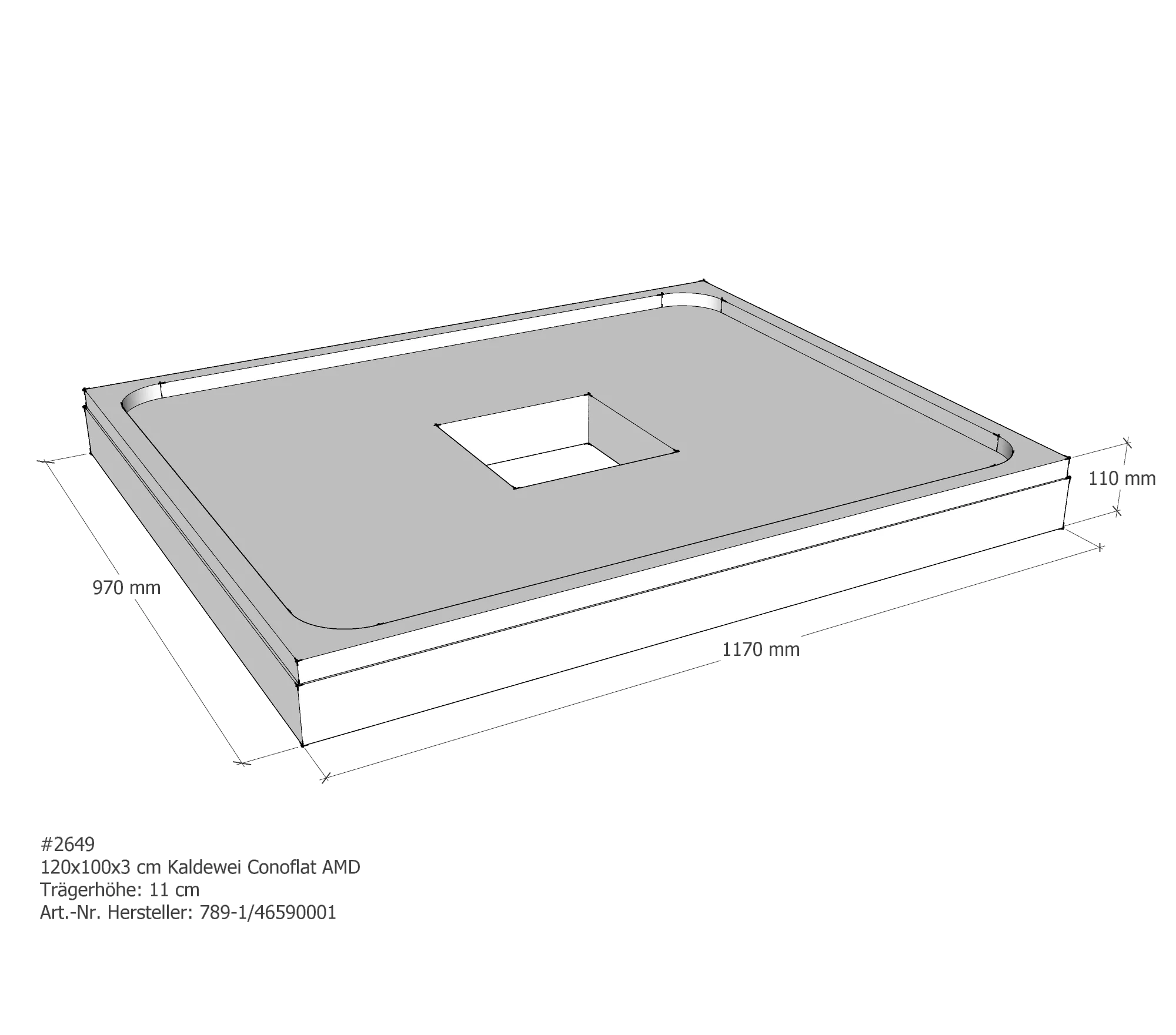 Duschwannenträger für Kaldewei Conoflat 120 × 100 × 2,3 cm Breite: 100 cm / Länge: 120 cm Duschwannenträger für Kaldewei Conoflat 120 × 100 × 2,3 cm Breite: 100 cm / Länge: 120 cm