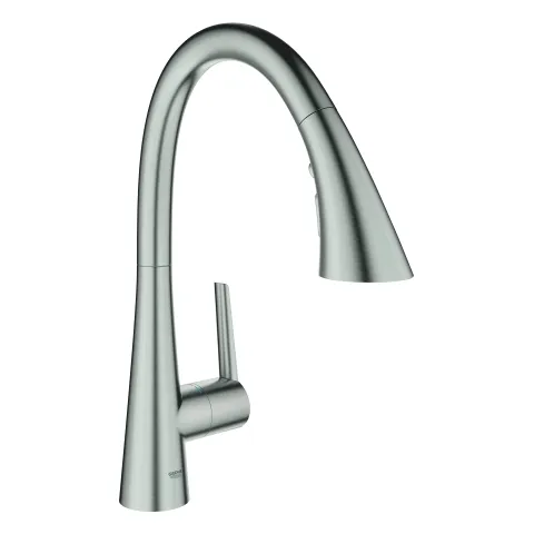 Einhand-Spültischbatterie Zedra 32294_2, schwenkbarer Rohrauslauf, Einlochmontage, herausziehbare Spülbrause mit 3 Strahlarten, getrennte innenliegende Wasserwege – kein Kontakt mit Blei oder Nickel, eigensicher, chrom Einhand-Spültischbatterie Zedra 32294_2, schwenkbarer Rohrauslauf, Einlochmontage, herausziehbare Spülbrause mit 3 Strahlarten, getrennte innenliegende Wasserwege – kein Kontakt mit Blei oder Nickel, eigensicher, chrom