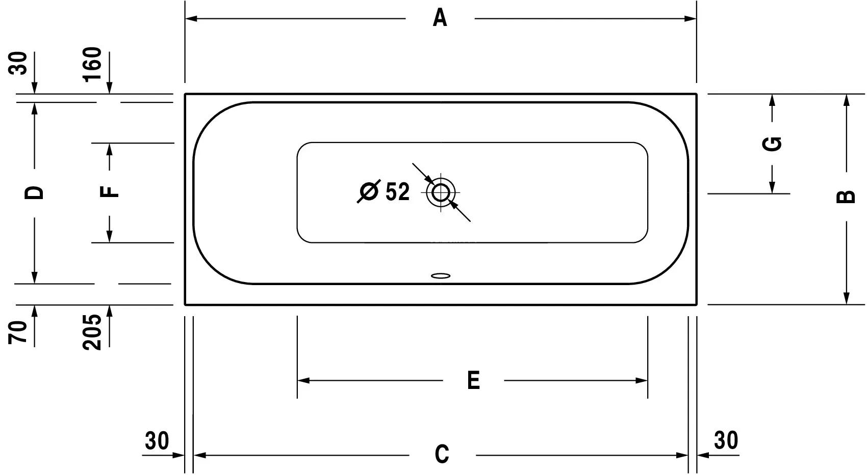 Duravit Badewanne „Happy D.2“ rechteck 160 × 70 cm