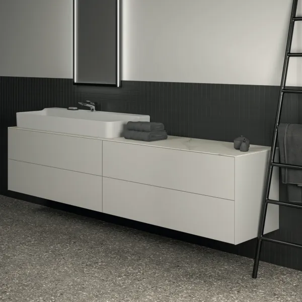 Waschbecken „Conca“ 120 × 45 × 14,5 cm, Hahnlochposition mittig in Weiß Waschbecken „Conca“ 120 × 45 × 14,5 cm, Hahnlochposition mittig in Weiß