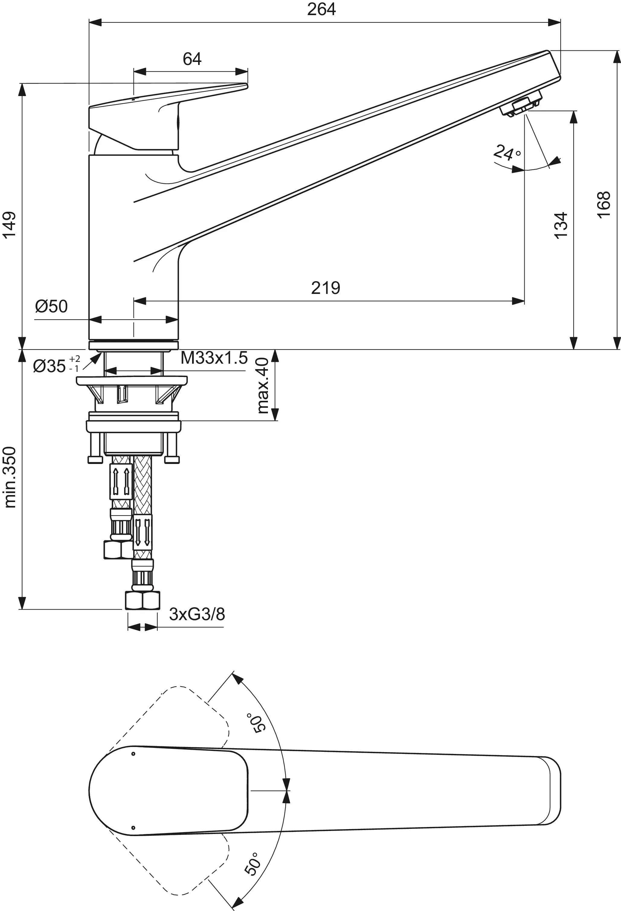 Küchenarmatur Ceraplan Ausladung 219mm Niederdruck Chrom Küchenarmatur Ceraplan Ausladung 219mm Niederdruck Chrom