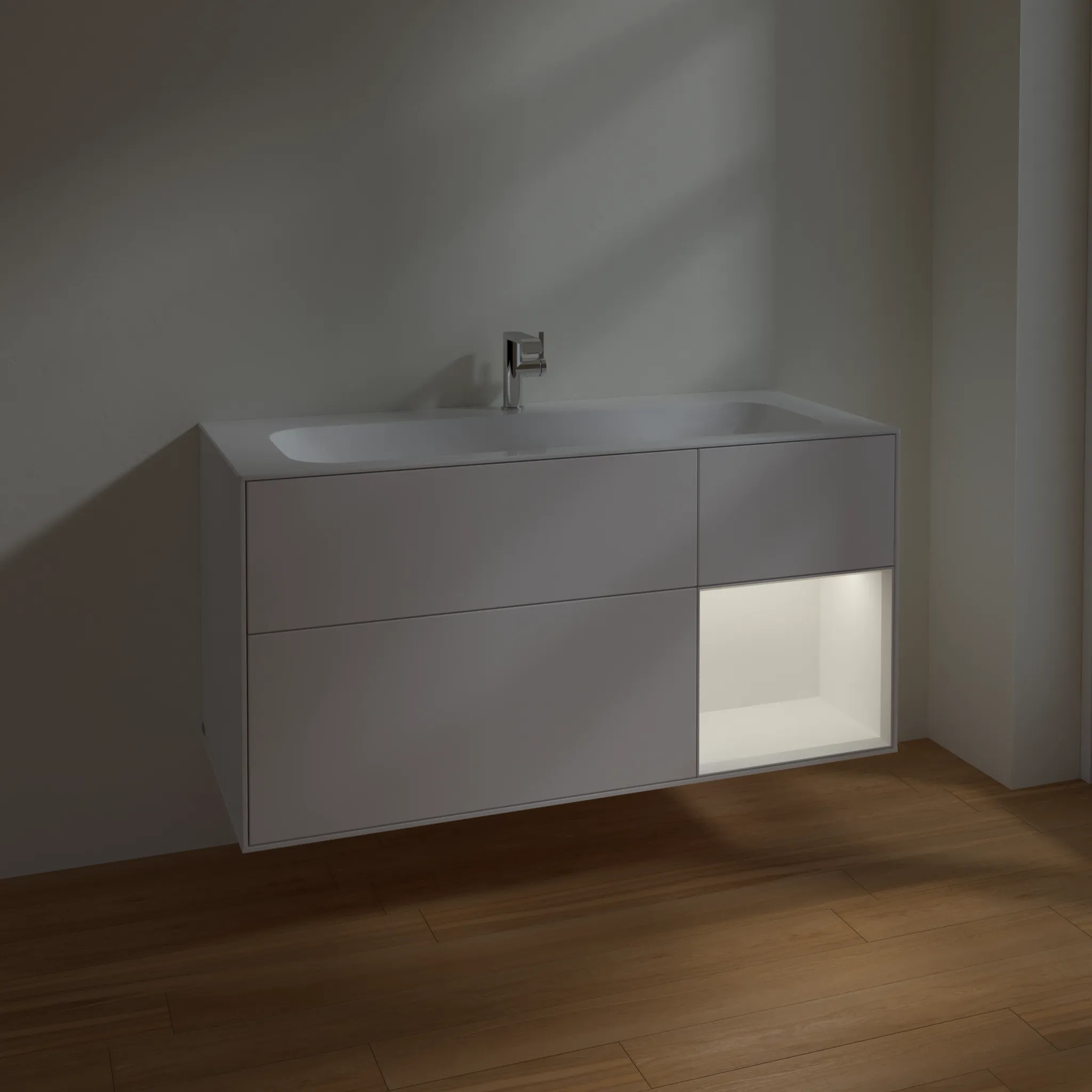 Villeroy & Boch Waschtischunterschrank „Finion“ für Schrankwaschtisch 1196 × 591 × 498 mm White Matt Lacquer, für Becken mittig