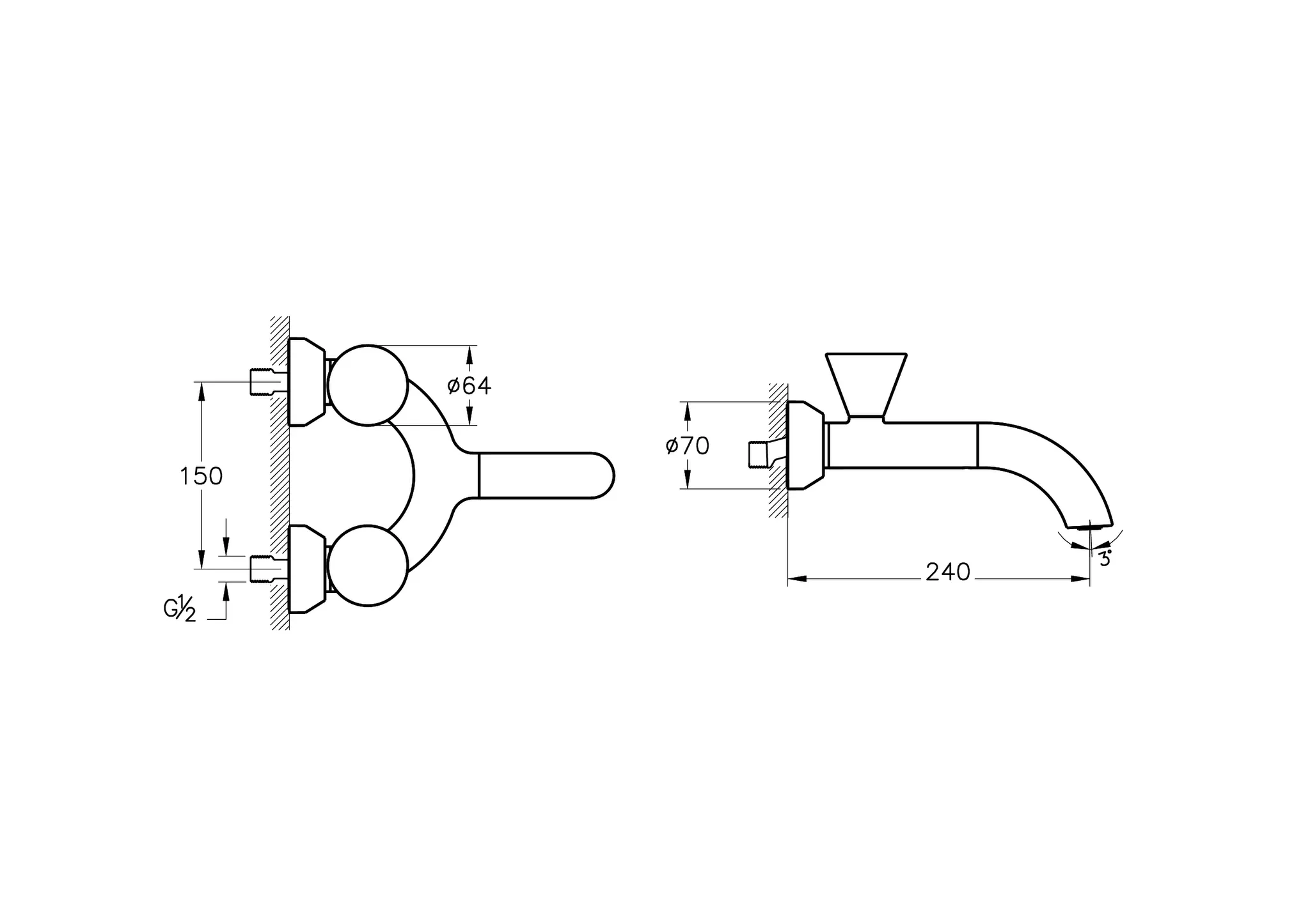Liquid Zweigriff-Waschtischarmatur Aufputz-Wandmontage Ausladung Auslauf 24 cm Schwarz Hochglanz Liquid Zweigriff-Waschtischarmatur Aufputz-Wandmontage Ausladung Auslauf 24 cm Schwarz Hochglanz