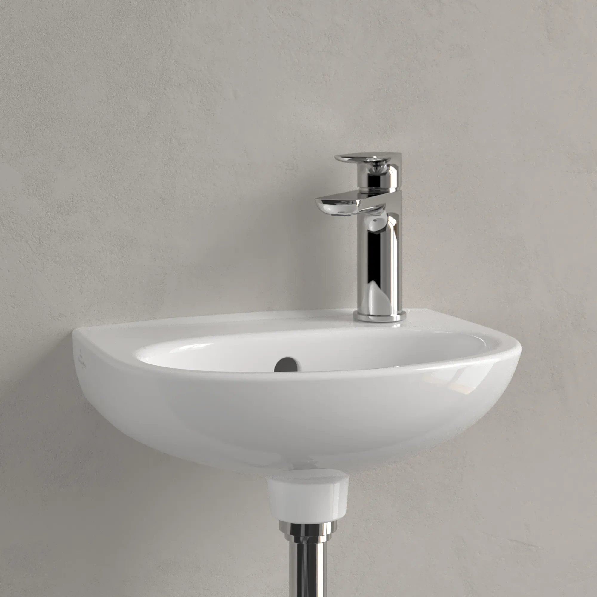 Villeroy & Boch Handwaschbecken O.novo, oval, weiß Alpin CeramicPlus, 360x275x145 mm, 1-Loch-Armatur, mit Überlauf