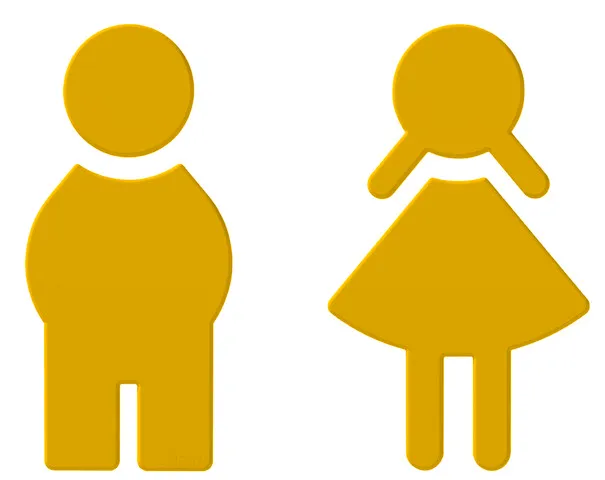 Symbol Set Frau und Mann, Polyamid, hochglänzend, selbstklebend, in Farbe 18 (Senfgelb) Symbol Set Frau und Mann, Polyamid, hochglänzend, selbstklebend, in Farbe 18 (Senfgelb)