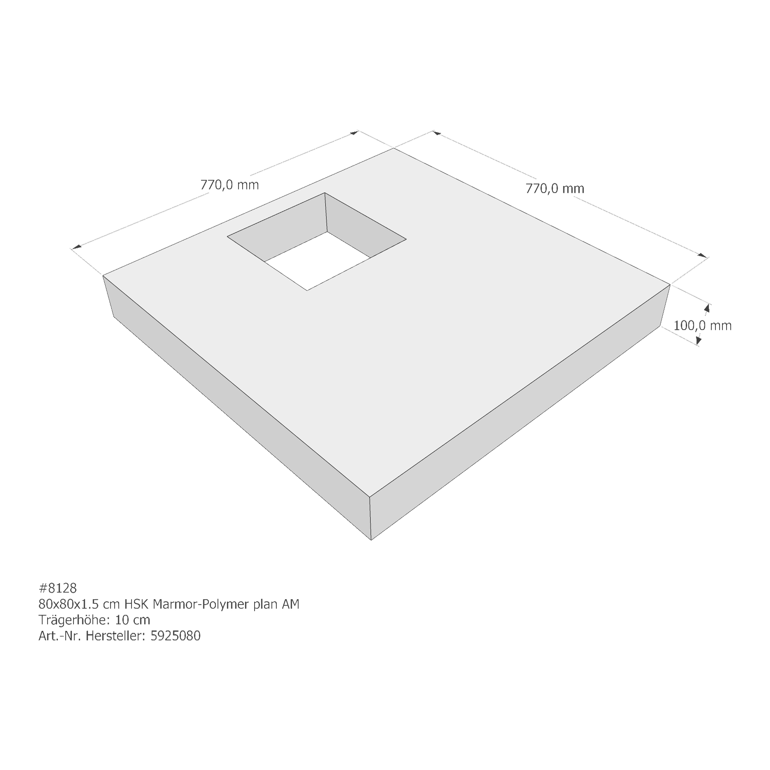 Duschwannenträger für HSK Marmor-Polymer plan 80 × 80 × 1,5 cm