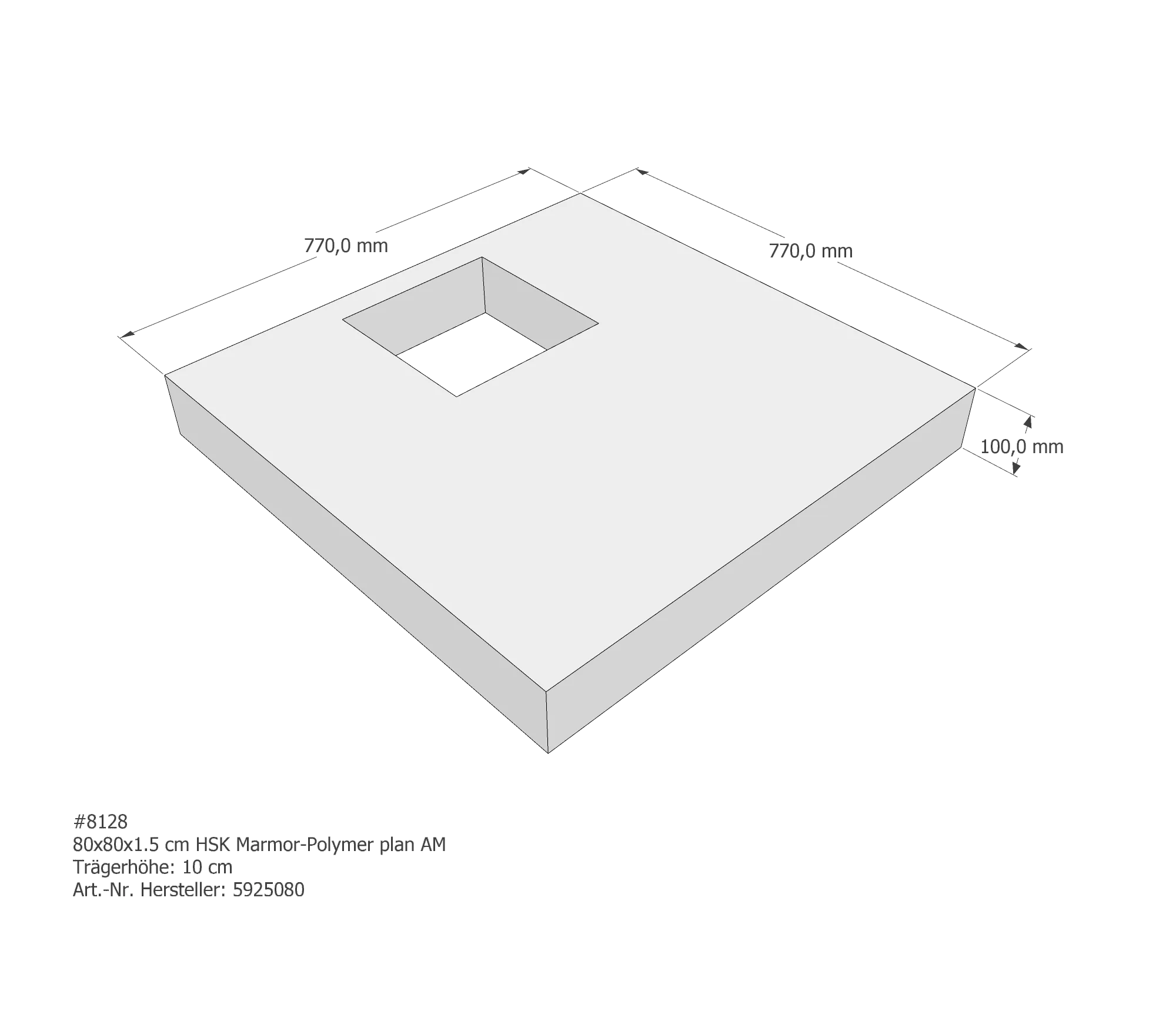 Duschwannenträger für HSK Marmor-Polymer plan 80 × 80 × 1,5 cm Duschwannenträger für HSK Marmor-Polymer plan 80 × 80 × 1,5 cm