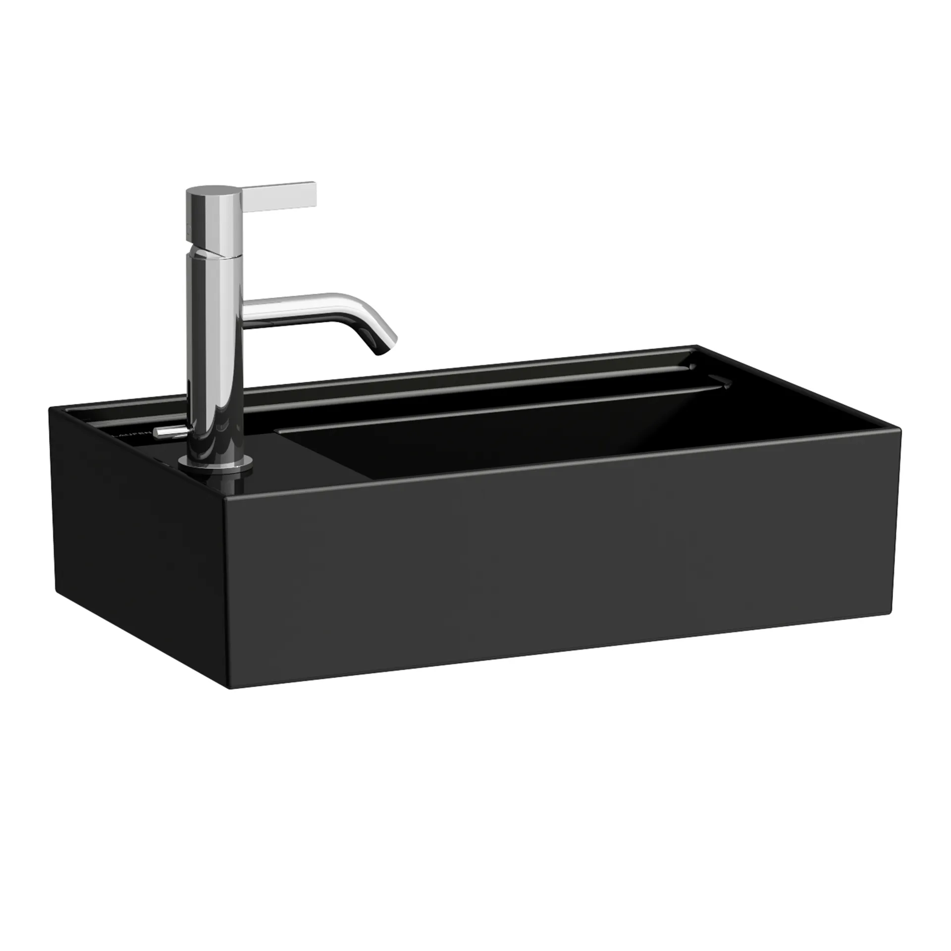 Handwaschbecken Kartell • 280x460x150 asymmetrisch 1 Hahnloch ohne Überlauf mit Armaturenbank links weiß Handwaschbecken Kartell • 280x460x150 asymmetrisch 1 Hahnloch ohne Überlauf mit Armaturenbank links weiß