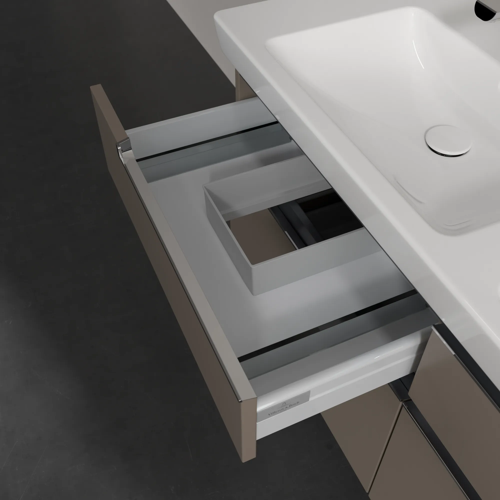 Villeroy & Boch Waschtischunterschrank „Subway 2.0“ 128,7 × 59 × 44,9 × 44,9 cm Truffle Grey, mittig, ohne Beleuchtung Villeroy & Boch Waschtischunterschrank „Subway 2.0“ 128,7 × 59 × 44,9 × 44,9 cm Truffle Grey, mittig, ohne Beleuchtung