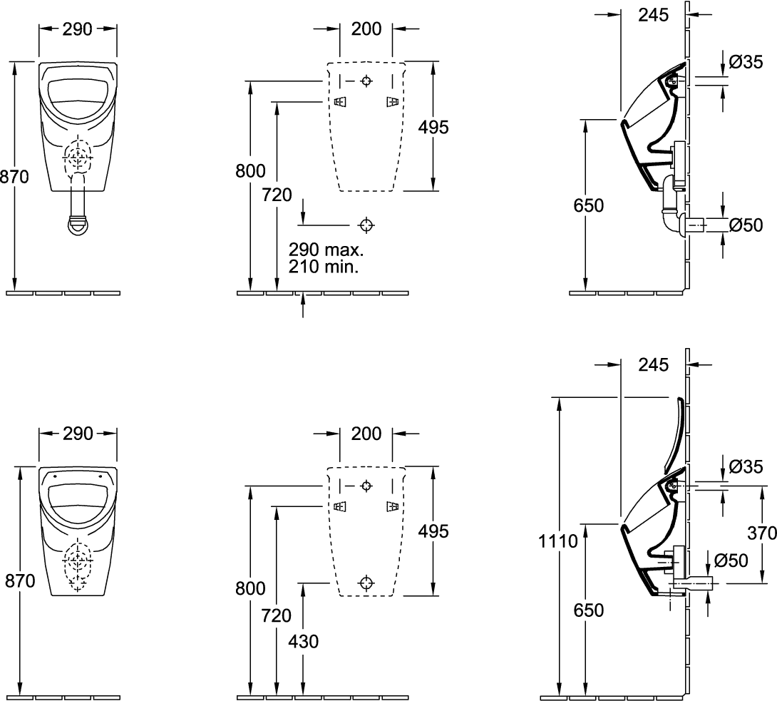 Villeroy & Boch O.novo Urinal-Deckel 490x390x80mm Weiß Alpin