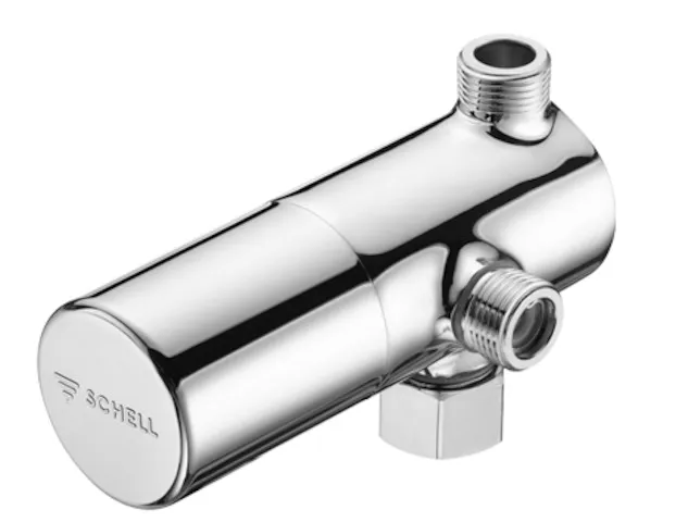 Eckventil-Thermostat, 2 RFV, 2 Vorfilter, Thermostat nach EN 1111, Verbrühungsschutz bei Ausfall der Kaltwasserversorgung, G 3/8 IG, G 3/8 AG, G 3/8 AG, chrom
