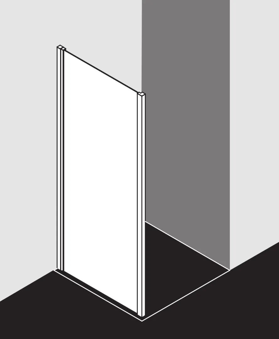 Seitenwand Seitenwand, für Ecke „LIGA“ Glas Klar, Profile Silber Hochglanz, BV: 900 - 925 mm GAK: 885 - 910 mm WE: 910 - 935 mm H: 1850 mm