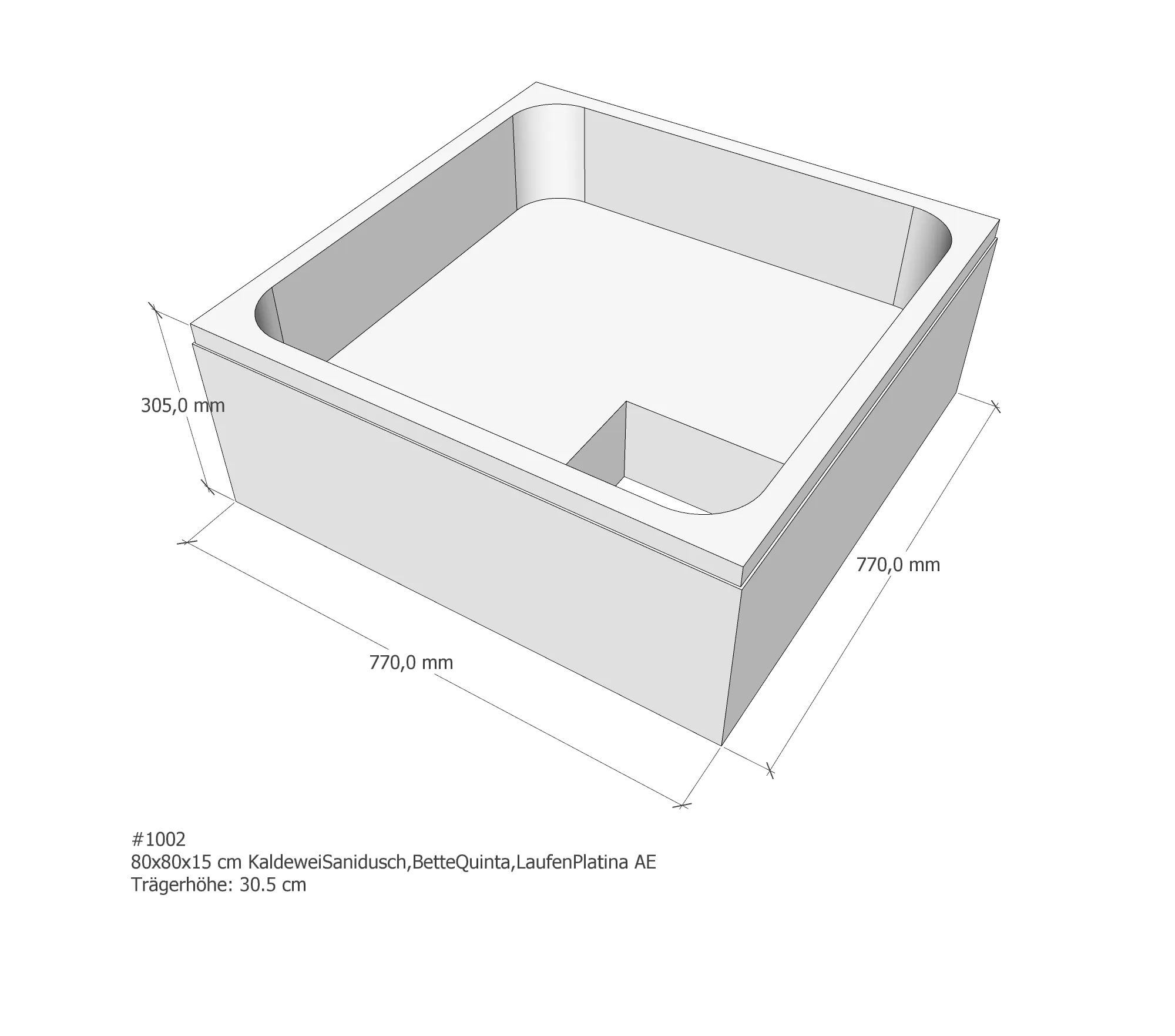 Duschwannenträger für BetteQuinta, Kaldewei Sanidusch, Laufen Platina 80 × 80 × 15 cm Duschwannenträger für BetteQuinta, Kaldewei Sanidusch, Laufen Platina 80 × 80 × 15 cm